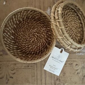 Hearth & Hand Tan Woven Rattan Basket with Lid